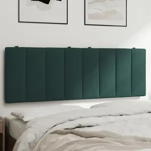 vidaXL Coussin de tête de lit vert foncé 140 cm velours pas cher