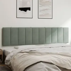vidaXL Coussin de tête de lit gris clair 200 cm velours pas cher