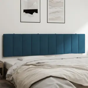 vidaXL Coussin de tête de lit bleu 200 cm velours pas cher