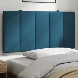 vidaXL Coussin de tête de lit bleu 100 cm velours pas cher