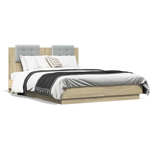 Comparateur de prix : vidaXL Cadre de lit avec tête de lit chêne sonoma 135x190 cm
