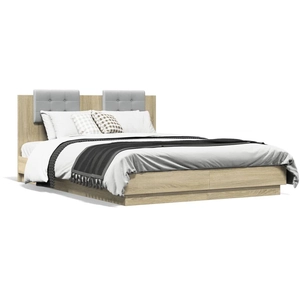 vidaXL Cadre de lit avec tête de lit chêne sonoma 120x200 cm pas cher