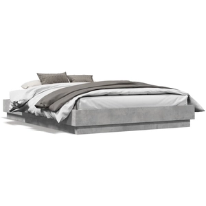 Cadre de lit gris béton 120x190 cm bois d'ingénierie Vidaxl Concrete grey pas cher