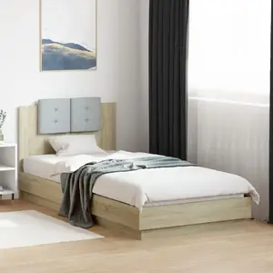vidaXL Cadre de lit avec tête de lit chêne sonoma 100x200 cm pas cher