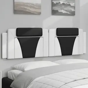 vidaXL Coussin de tête de lit blanc et noir 180 cm similicuir pas cher
