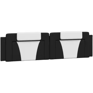 vidaXL Coussin de tête de lit noir et blanc 200 cm similicuir pas cher