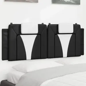 vidaXL Coussin de tête de lit noir et blanc 140 cm similicuir pas cher