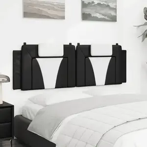 vidaXL Coussin de tête de lit noir et blanc 160 cm similicuir pas cher