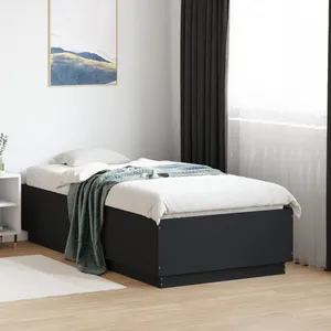vidaXL Vidaxl Cadre De Lit Avec Lumières Led Noir 90x190 Cm Bois D?Ingénierie pas cher