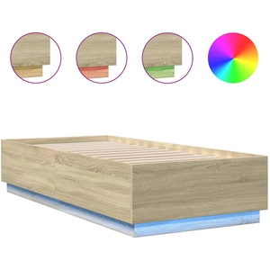 vidaXL Cadre de lit avec lumières LED chêne sonoma 120x190 cm
