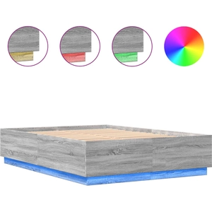 vidaXL Vidaxl Cadre De Lit Avec Led Sans Matelas Sonoma Gris 135x190 Cm pas cher