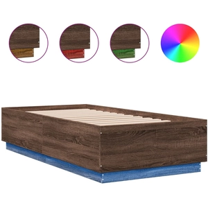 Cadre de lit avec lumières led chêne marron 135x190 cm Vidaxl Brown oak pas cher
