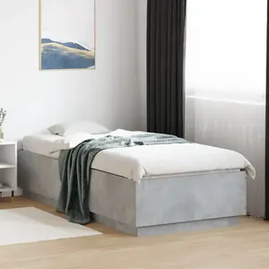 vidaXL Cadre de lit avec lumières LED gris béton 100x200 cm pas cher