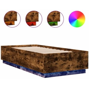 vidaXL Cadre de lit avec lumières LED chêne fumé 100x200 cm pas cher