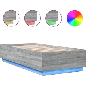 vidaXL Cadre de lit avec lumières LED sonoma gris 100x200 cm pas cher