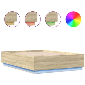 vidaXL Cadre de lit avec lumières LED chêne sonoma 160x200 cm pas cher