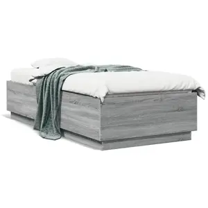 vidaXL Cadre de lit avec lumières LED sonoma gris 90x200 cm pas cher