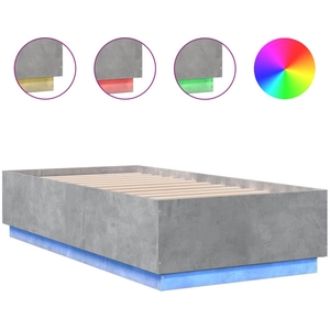 vidaXL Cadre de lit avec lumières LED gris béton 90x200 cm pas cher