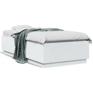 vidaXL Cadre de lit blanc 75x190 cm bois d'ingénierie pas cher