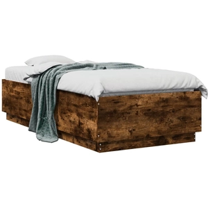 vidaXL Cadre de lit chêne fumé 75x190 cm bois d'ingénierie pas cher
