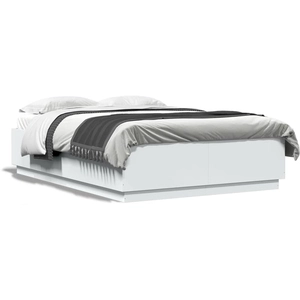 vidaXL Cadre de lit blanc 150x200 cm bois d'ingénierie pas cher