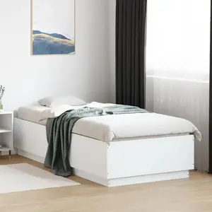 vidaXL Cadre de lit blanc 90x200 cm bois d'ingénierie pas cher