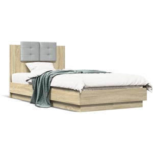 vidaXL Cadre de lit avec tête de lit chêne sonoma 75x190 cm pas cher