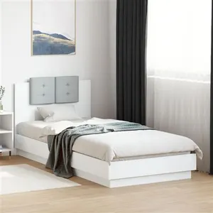 vidaXL Cadre de lit avec tête de lit et lumières LED blanc 100x200 cm pas cher