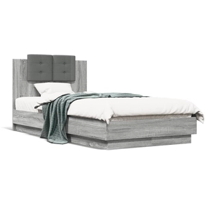 vidaXL Cadre de lit tête de lit sonoma gris 90x190 cm bois ingénierie pas cher