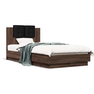 vidaXL Cadre de lit tête de lit chêne marron 90x190 cm bois ingénierie pas cher