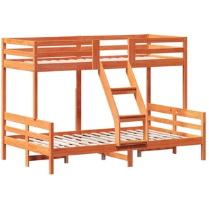 vidaXL Lit superposé 90x200/120x200 cm cire marron bois de pin massif pas cher