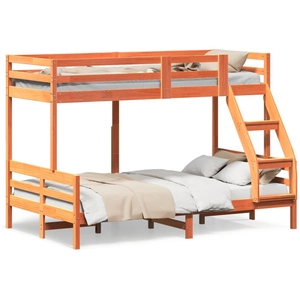 vidaXL Lit superposé 80x200/120x200 cm cire marron bois de pin massif pas cher