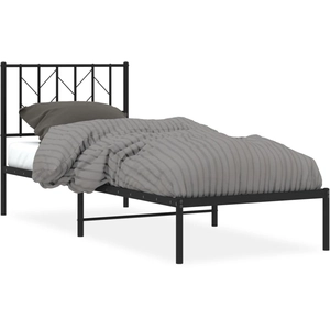 vidaXL Cadre de lit métal avec tête de lit noir 90x190 cm pas cher