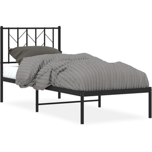 vidaXL Cadre de lit métal avec tête de lit noir 75x190 cm pas cher