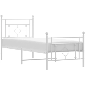 vidaXL Cadre de lit métal avec tête de lit/pied de lit blanc 120x190cm pas cher