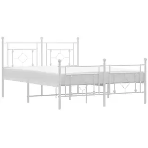 Comparateur de prix : vidaXL Cadre de lit métal avec tête de lit/pied de lit blanc 140x190cm