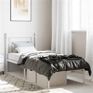 vidaXL Cadre de lit métal avec tête de lit blanc 80x200 cm pas cher