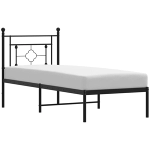 vidaXL Cadre de lit métal avec tête de lit noir 75x190 cm pas cher