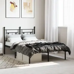 vidaXL Cadre de lit métal avec tête de lit noir 120x190 cm pas cher