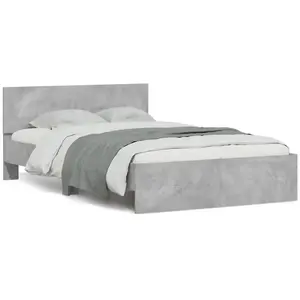 vidaXL Cadre de lit avec tête de lit et LED gris béton 140x190 cm pas cher