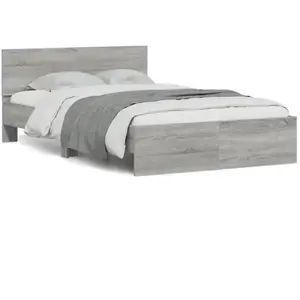 vidaXL Cadre de lit avec tête de lit et LED sonoma gris 140x190 cm pas cher