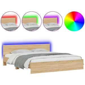 Comparateur de prix : vidaXL Cadre de lit avec tête de lit et LED chêne sonoma 200x200 cm