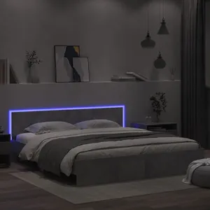 vidaXL Cadre de lit avec tête de lit et LED gris béton 200x200 cm pas cher