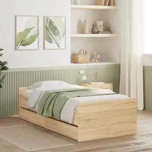Comparateur de prix : vidaXL Cadre de lit avec tiroirs chêne sonoma 90x190 cm
