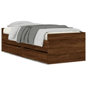 vidaXL Cadre de lit avec tiroirs chêne marron 75x190 cm pas cher