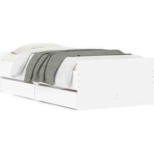 Comparateur de prix : vidaXL Cadre de lit avec tiroirs blanc 90x200 cm