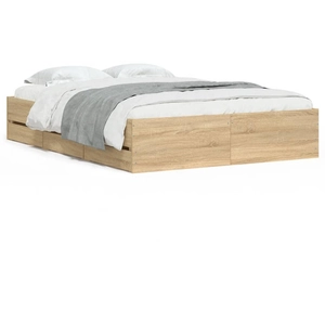 vidaXL Cadre de lit et tiroirs chêne sonoma 120x190 cm bois ingénierie pas cher