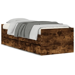 vidaXL Cadre de lit avec tiroirs chêne fumé 75x190 cm pas cher