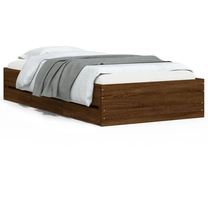 vidaXL Cadre de lit à tiroirs chêne marron 90x190 cm bois d'ingénierie pas cher