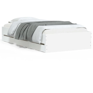 vidaXL Cadre de lit avec tiroirs blanc 75x190 cm bois d'ingénierie pas cher